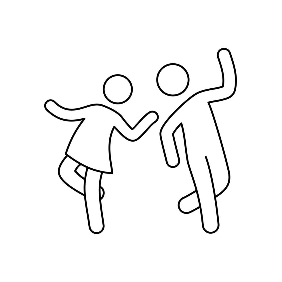 Line dancer couple icon. Latin, tango, salsa girl, boy pose outline icon. Editable stroke pictogram couple. vector