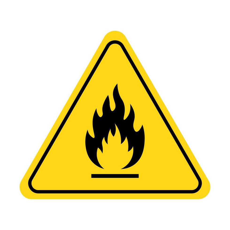 Fire warning icon, flammable sign. Chemical hazard, fire danger, flammable liquid symbol icon vector