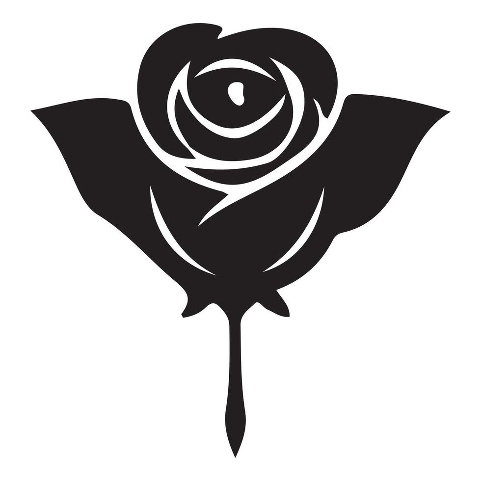 Rose Silhouettes with cute cartoon style and flying design elements vector