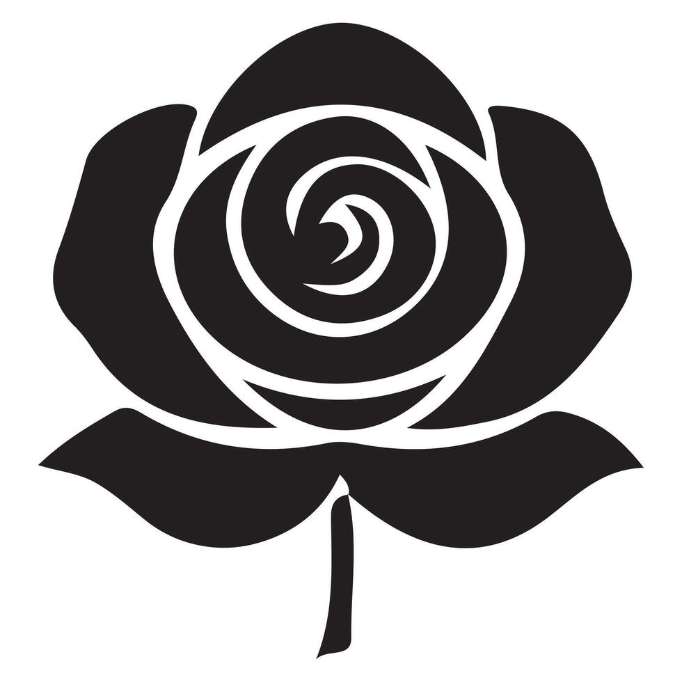 Black and white rose illustration with floral design on white background vector