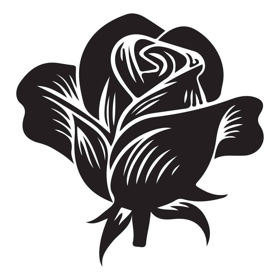 Black and white Rose Silhouettes abstract flower tattoo with tribal and artistic design elements vector