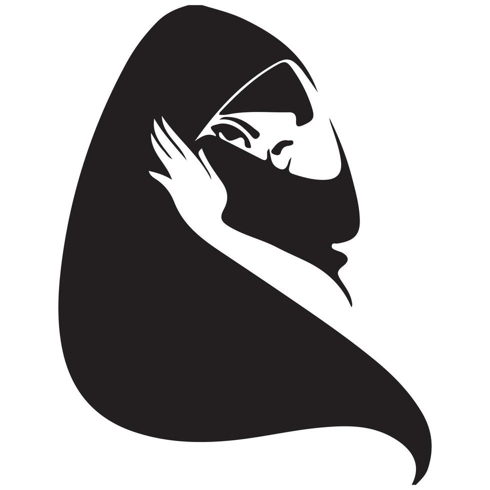 Girl in black dress holding a book wearing a scarf illustration of a fashionable woman with beauty and style vector