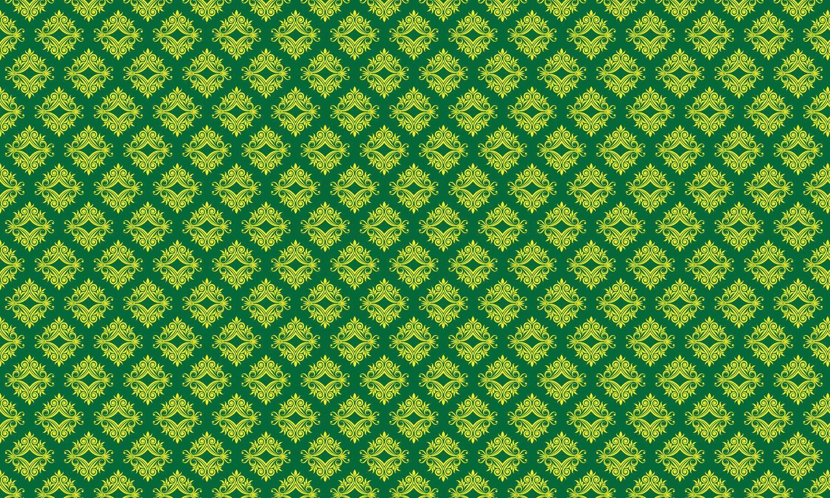 Green leaf pattern with vintage ornamental design vector