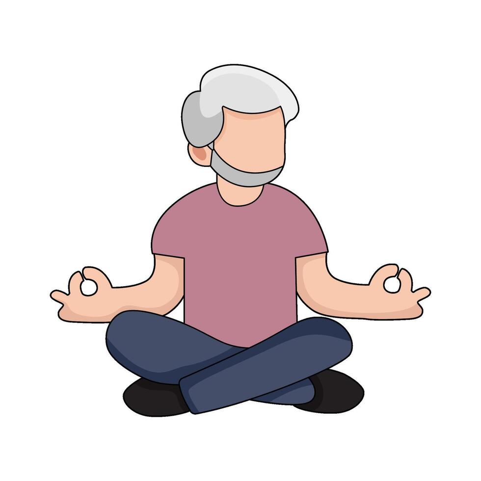 illustration of Senior Yoga vector