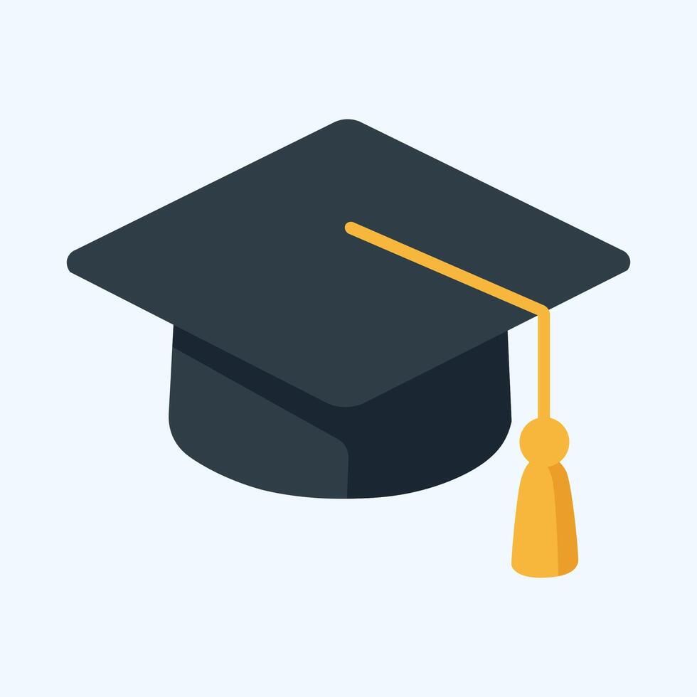 Graduation Cap Flat Illustration with Tassel vector