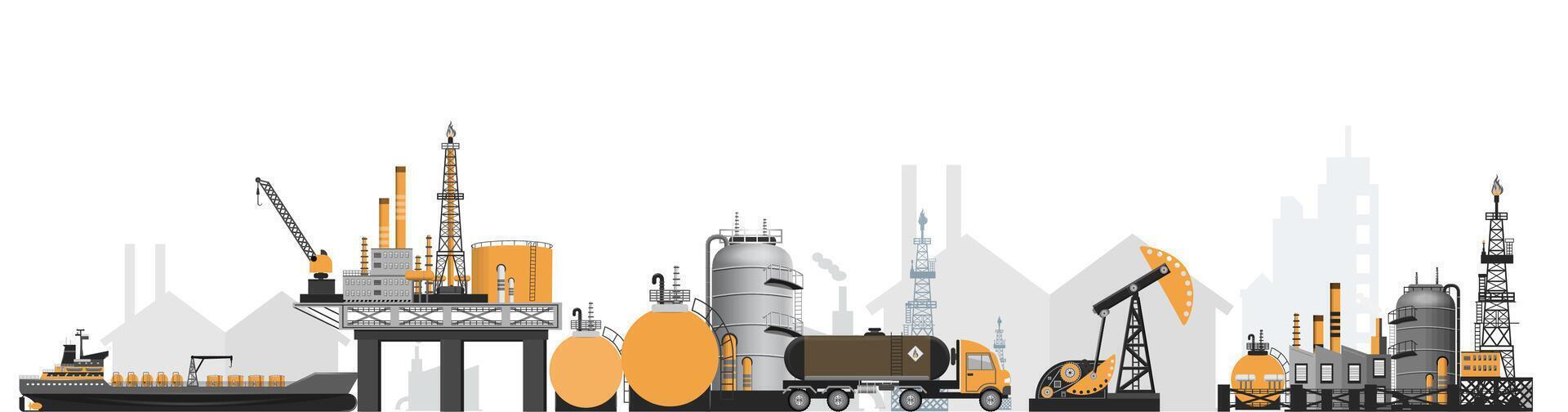 Oil and gas infrastructure graphic vector