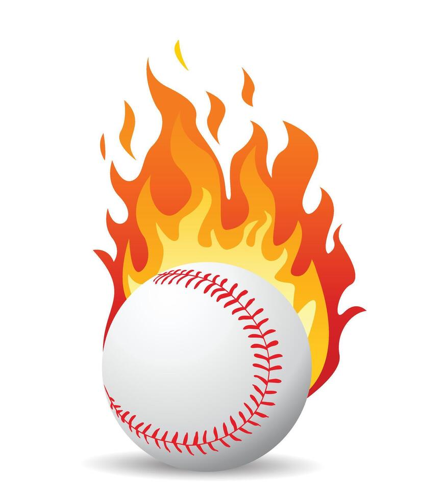 Baseball on fire with background, sport game , illustration. vector