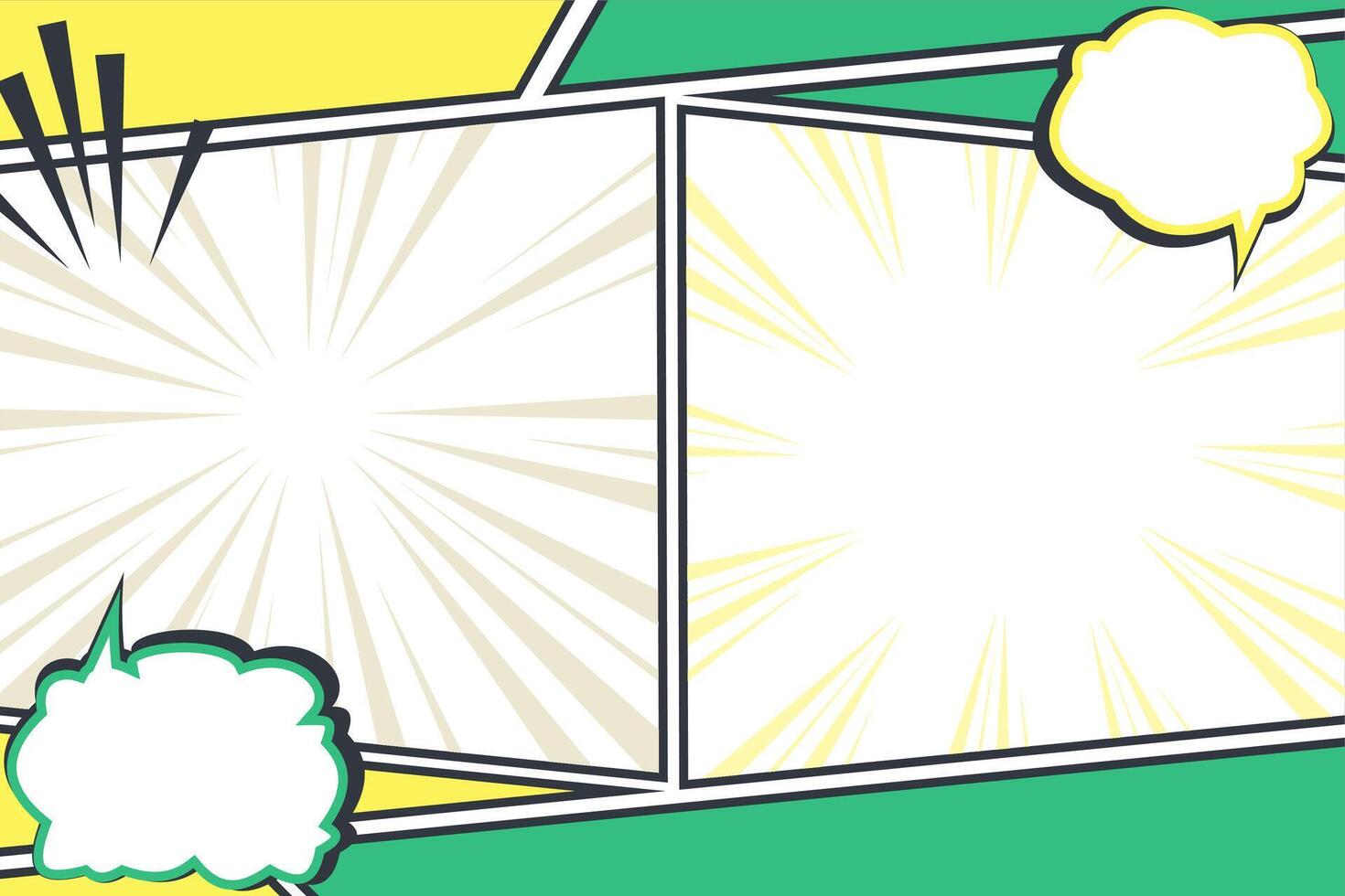 Blank Comic Template with Dual Panels and Speech Bubbles. Clean Design for Multiple Creative Applications vector