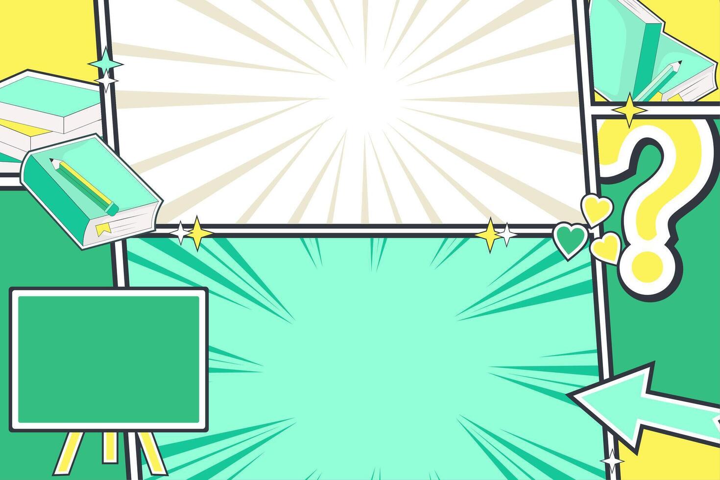 Learning and Teaching Comic Background. Back to School Design for Classroom, Presentations, or Social Media vector