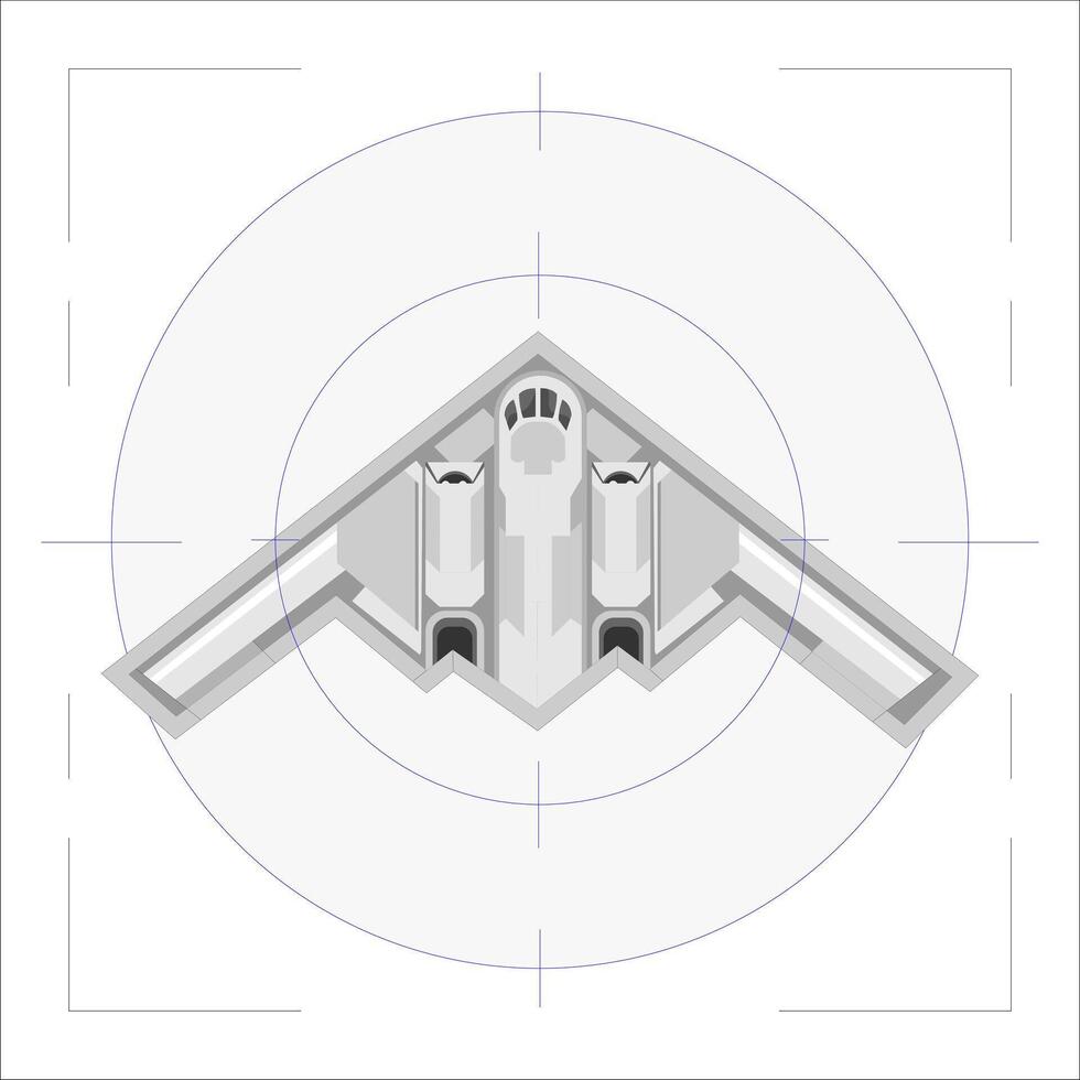 Top View B2 Bomber with Blue Radar Overlay vector