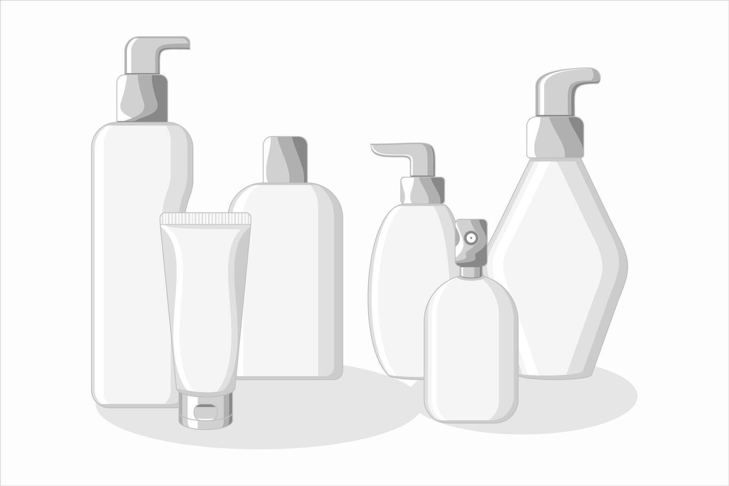 White cosmetic bottles assortment vector