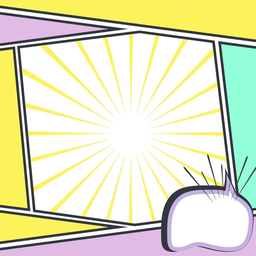 Blank Comic Pop Art Panel. Single Frame Template for Creative Design, Social Media, or Printable Content vector