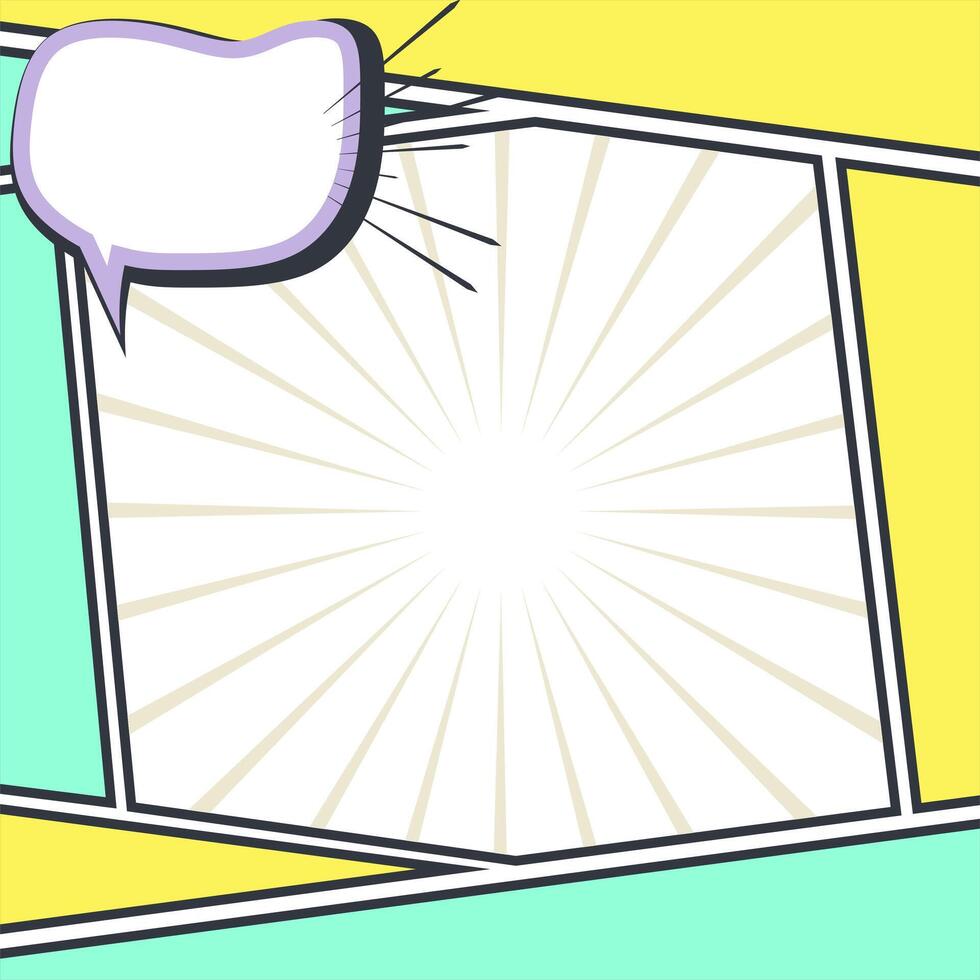 Minimalist Blank Comic Frame with Speech Bubble. Single Panel Layout for Digital Media, Posters, or Educational vector