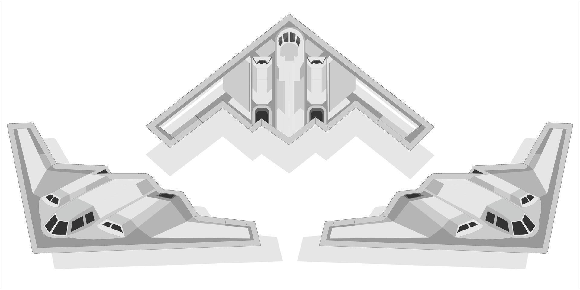 3D Angled of B2 Stealth Bomber. Isometric Military Aircraft Illustration vector