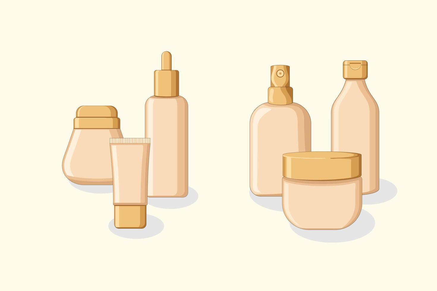 Beauty product containers in neutral tones vector