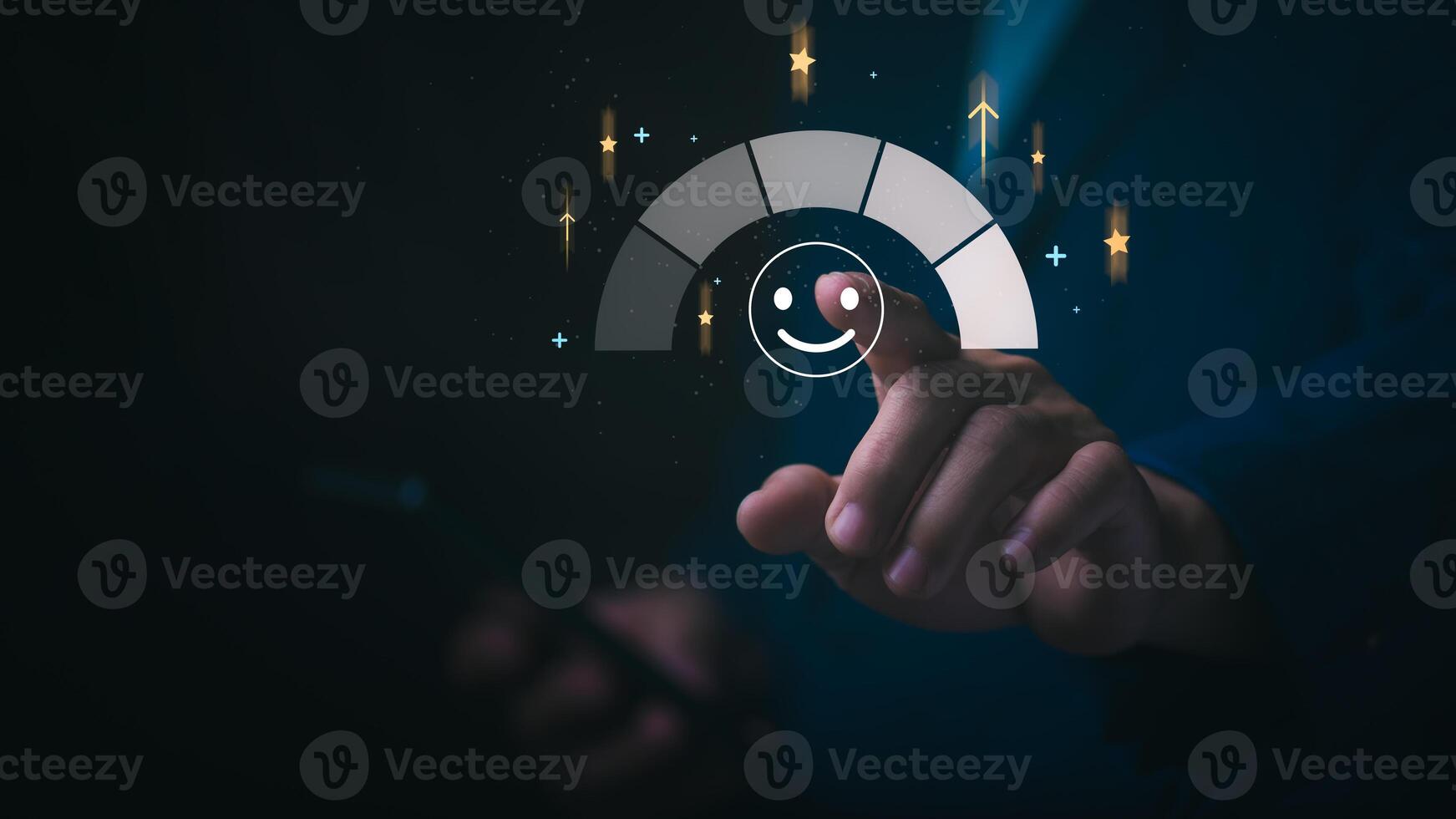 Customer best excellent business rating experience. Satisfaction survey concept. user gives ratings to service experience on the online application, online marketing, and business processes. photo