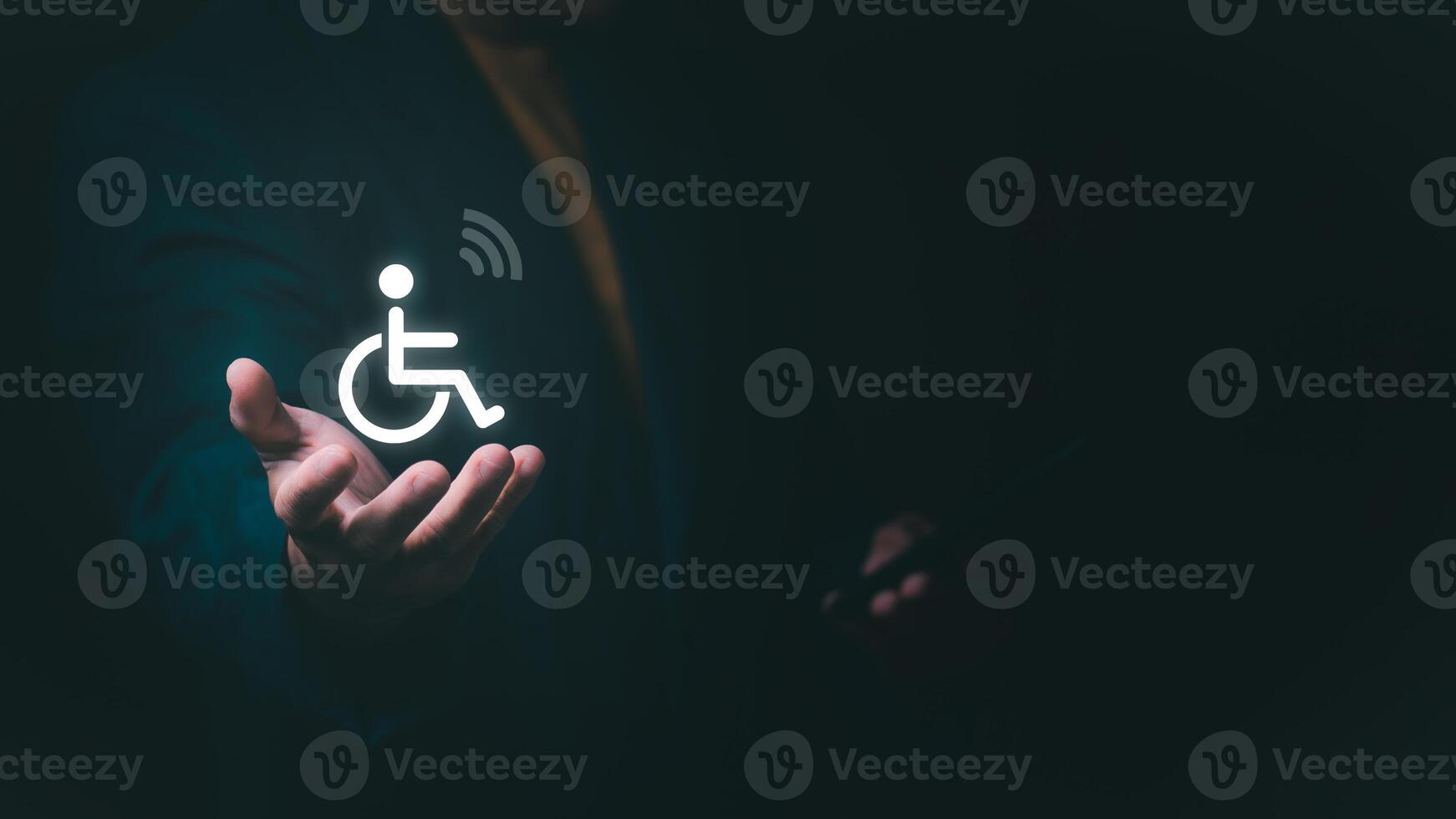 Technology for communication and business contacts in finance and investment for the disabled to facilitate work and life, technology for everyone photo