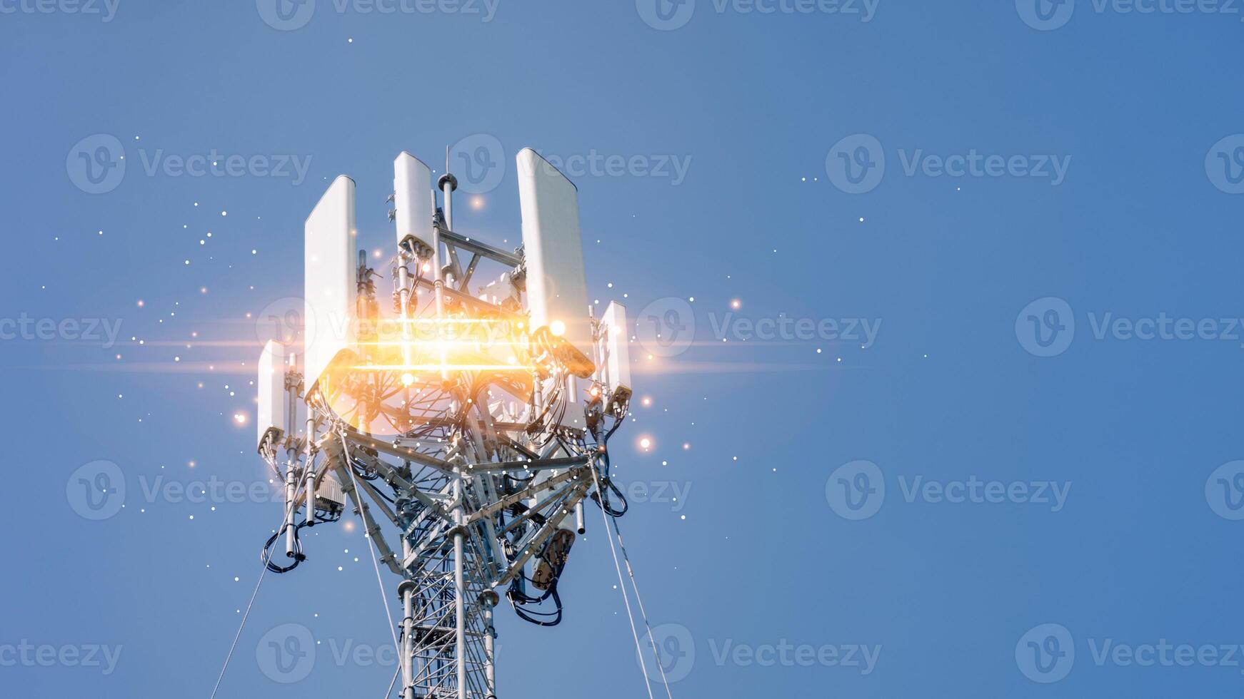 Connecting and communicating, and exchanging with global network cloud data internet technology. Using wireless data with high-speed technology for economic, scientific, and financial development. photo