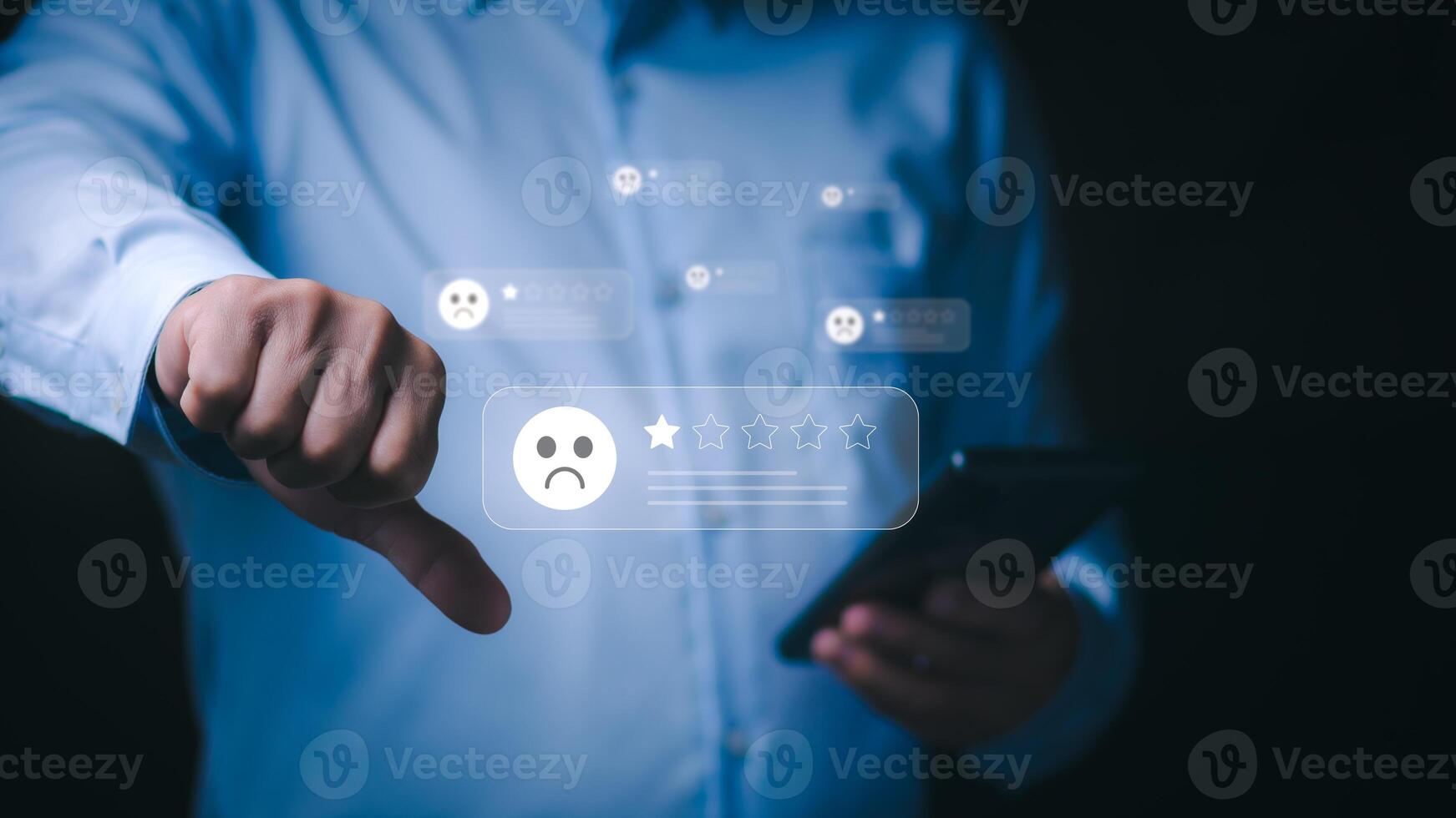 Customer service unsatisfactory business rating experience satisfaction survey concept Users rate service experience on online applications. online marketing and business processes photo