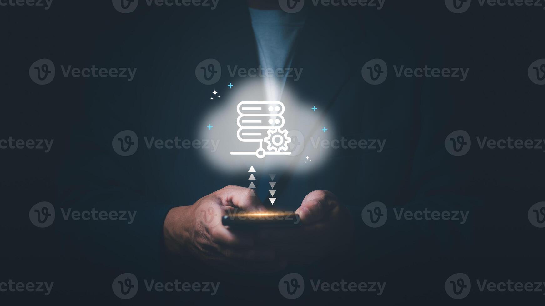 the Connecting, communicating, and exchanging with global network cloud data internet technology. Using wireless data with high-speed technology for economic, scientific, and financial development. photo