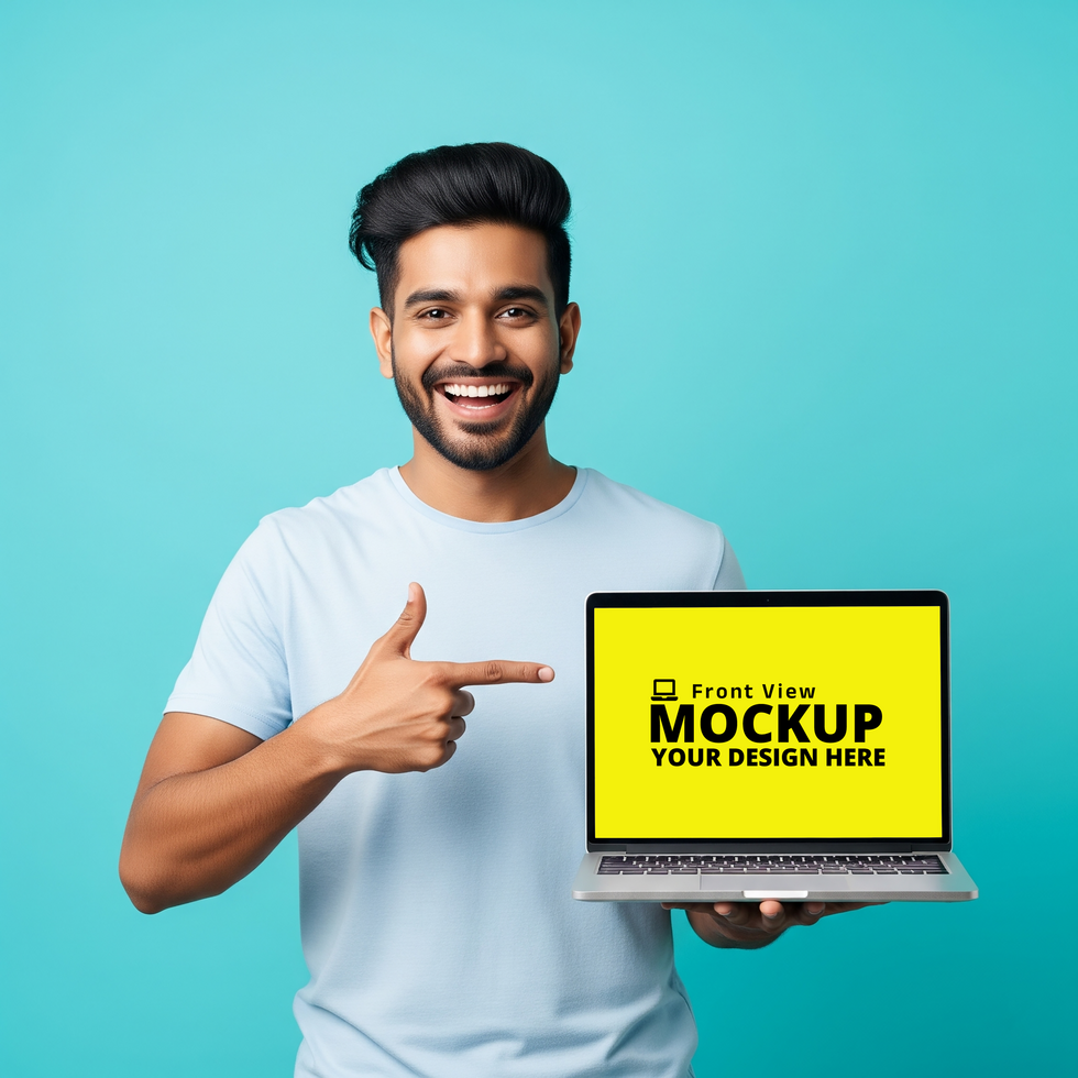 Clean Tech Presentation with Blank Laptop Display psd