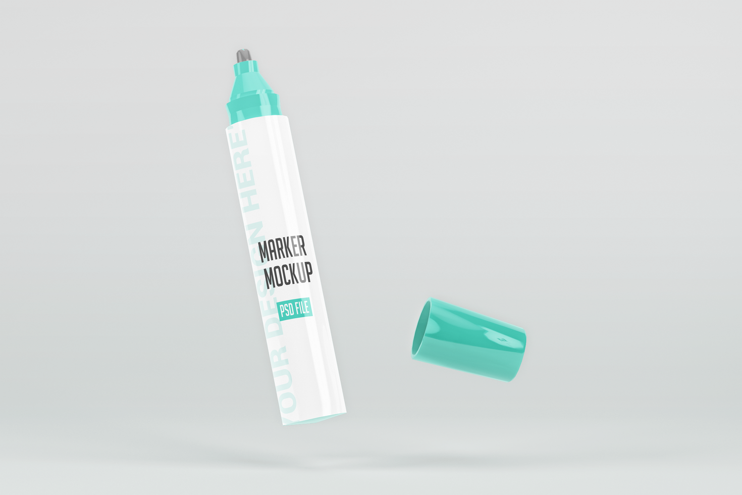 Realistic 3D marker pen mackup design template for branding psd