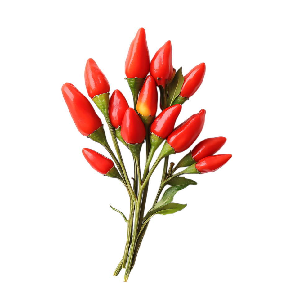 Bunch of red chili peppers isolated on a transparent background png