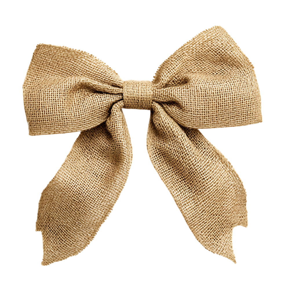 Large burlap bow isolated on transparent background png