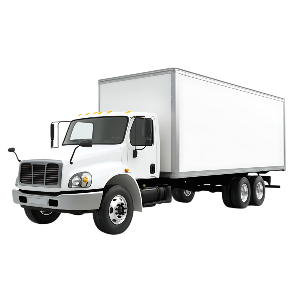 White box truck isolated on a transparent background png