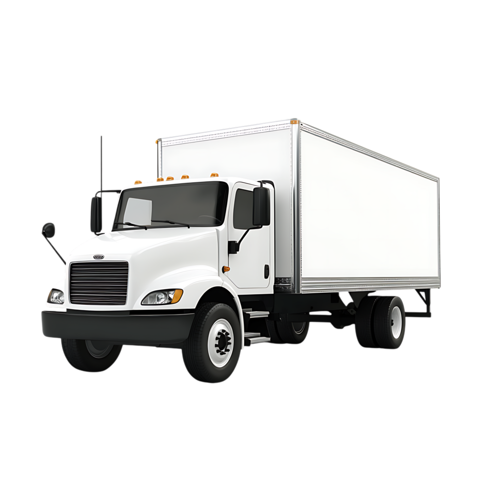 White box truck isolated on transparent background png