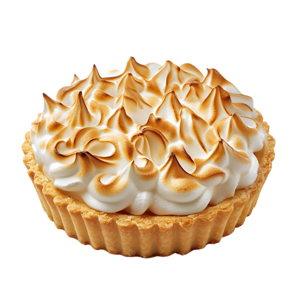 Delicious meringue topped tart with golden brown peaks isolated on transparent background png