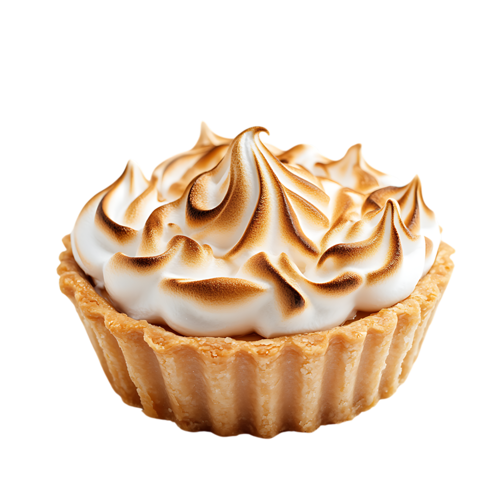 Delicious baked meringue topped tart pastry isolated on transparent background png