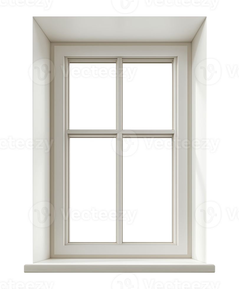 Modern white window frame isolated on transparent background png