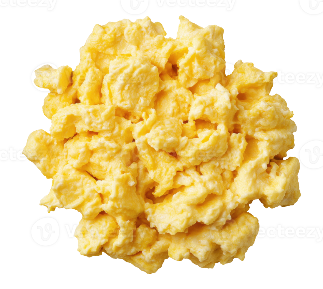 Top view of scrambled eggs isolated on transparent background png