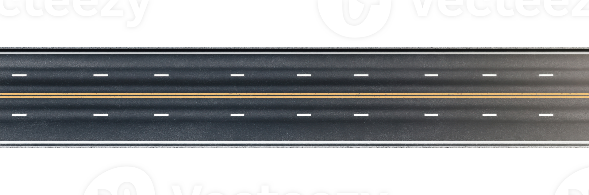 Multi lane asphalt highway isolated on transparent background, top view png