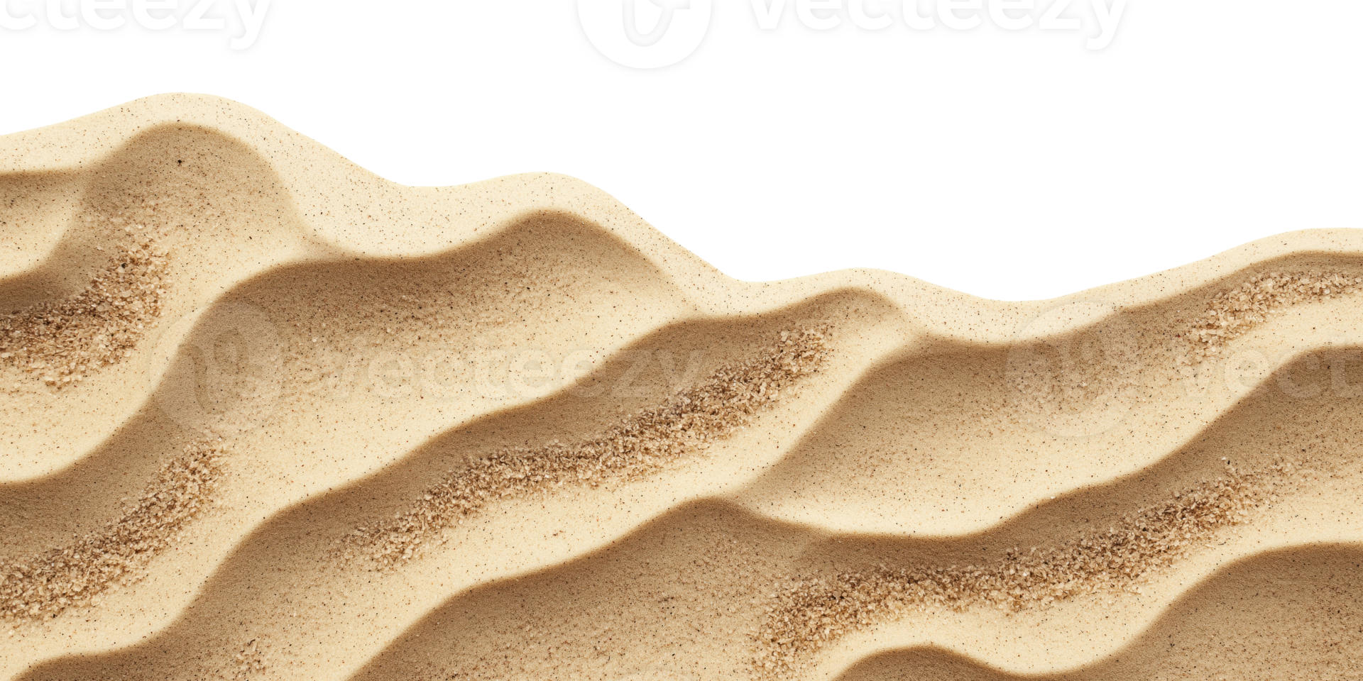 Smooth beach sand dunes isolated on transparent background, top view png