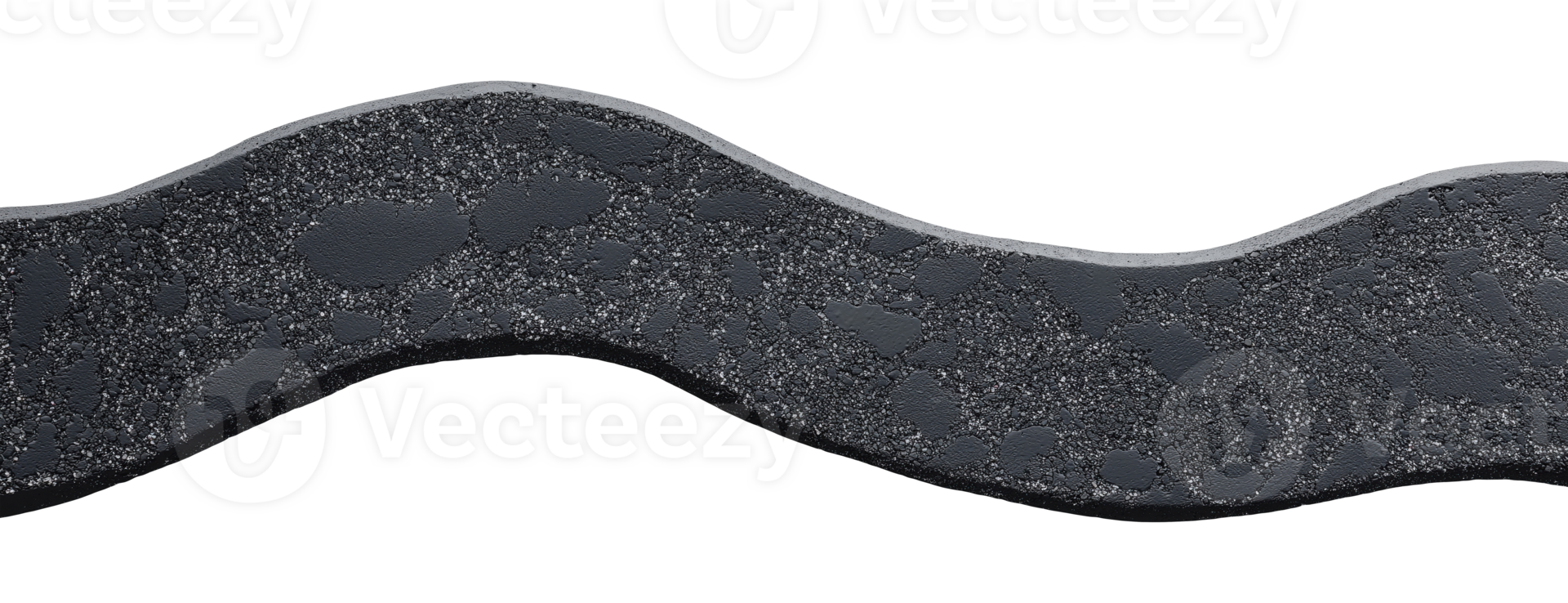 Top view of a curved asphalt road isolated on a transparent background, top view png
