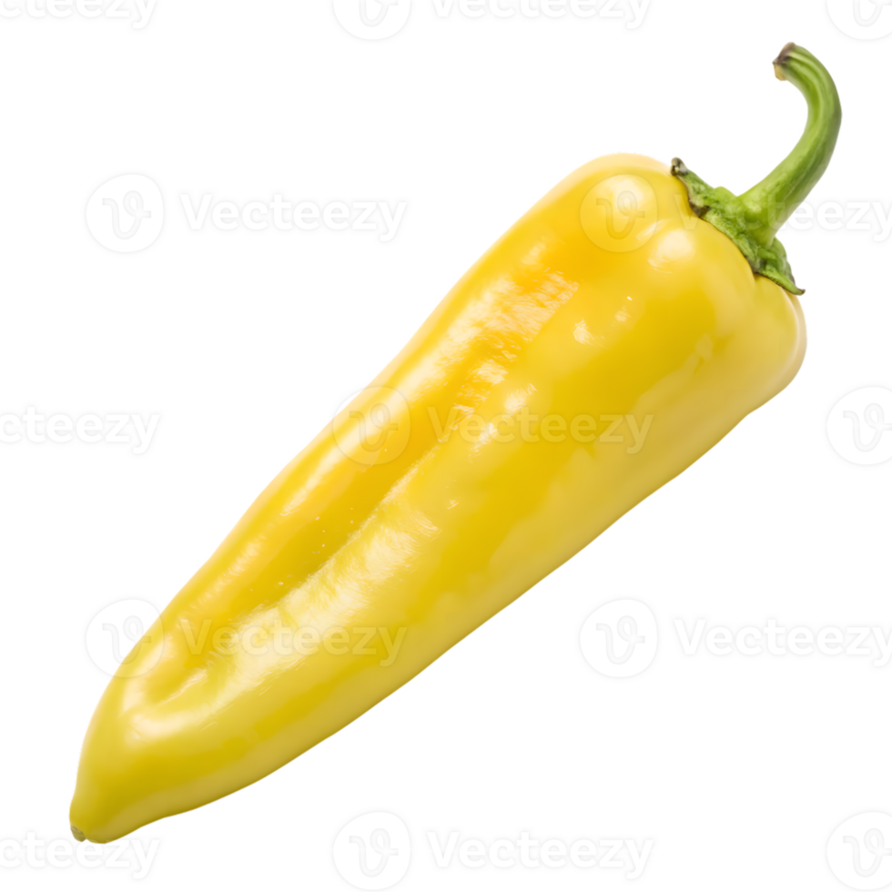 Single yellow hungarian wax pepper isolated on transparent background png