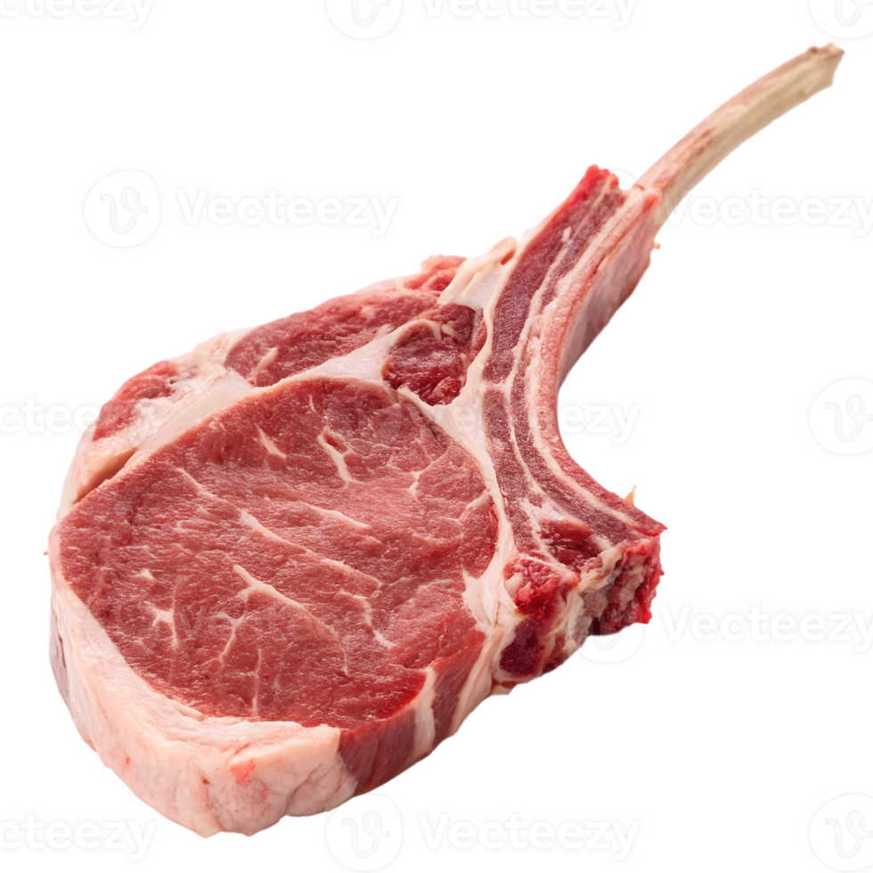 Raw lamb chop bone in fresh meat isolated on transparent background png
