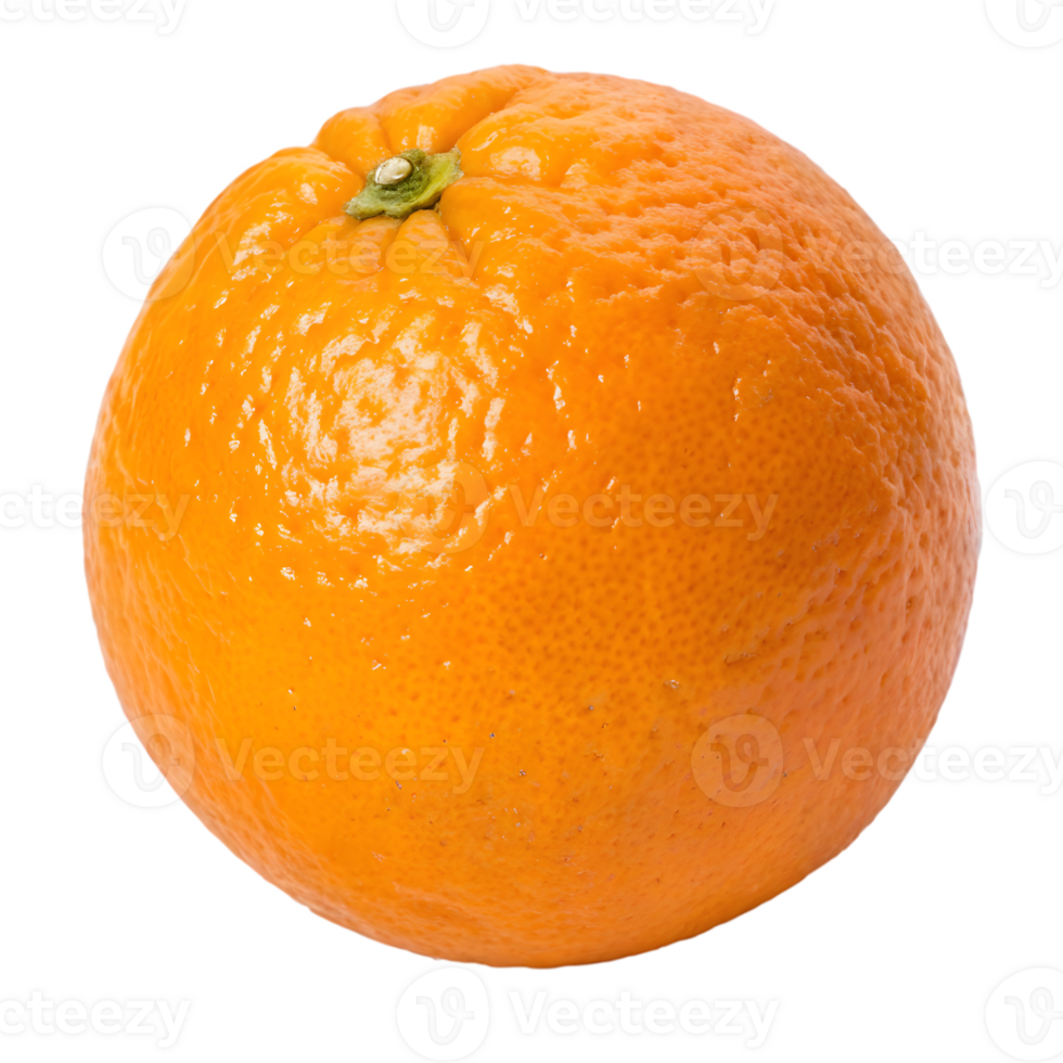 A single ripe orange with textured skin isolated on transparent background png