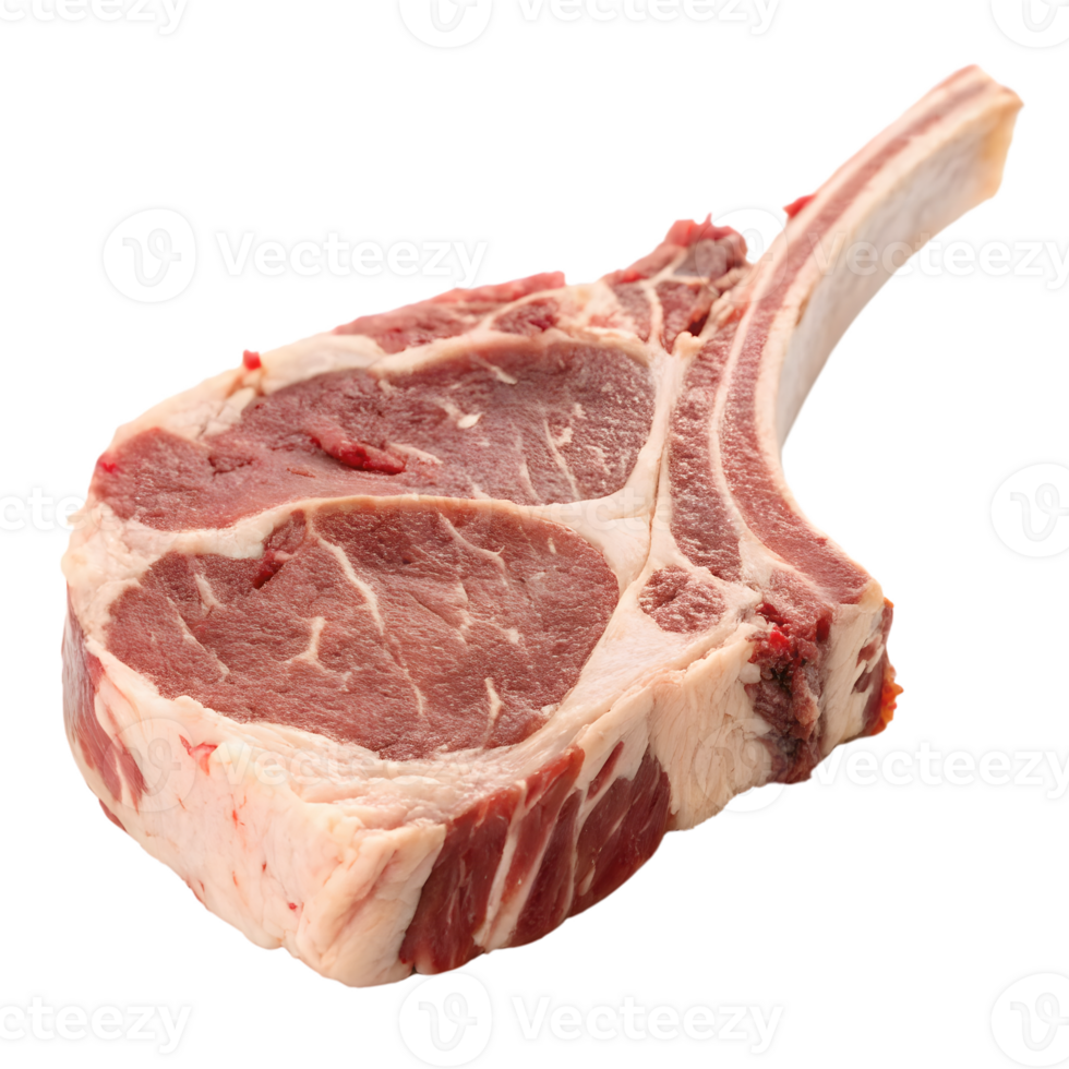 Raw prime beef rib steak with bone isolated on transparent background png