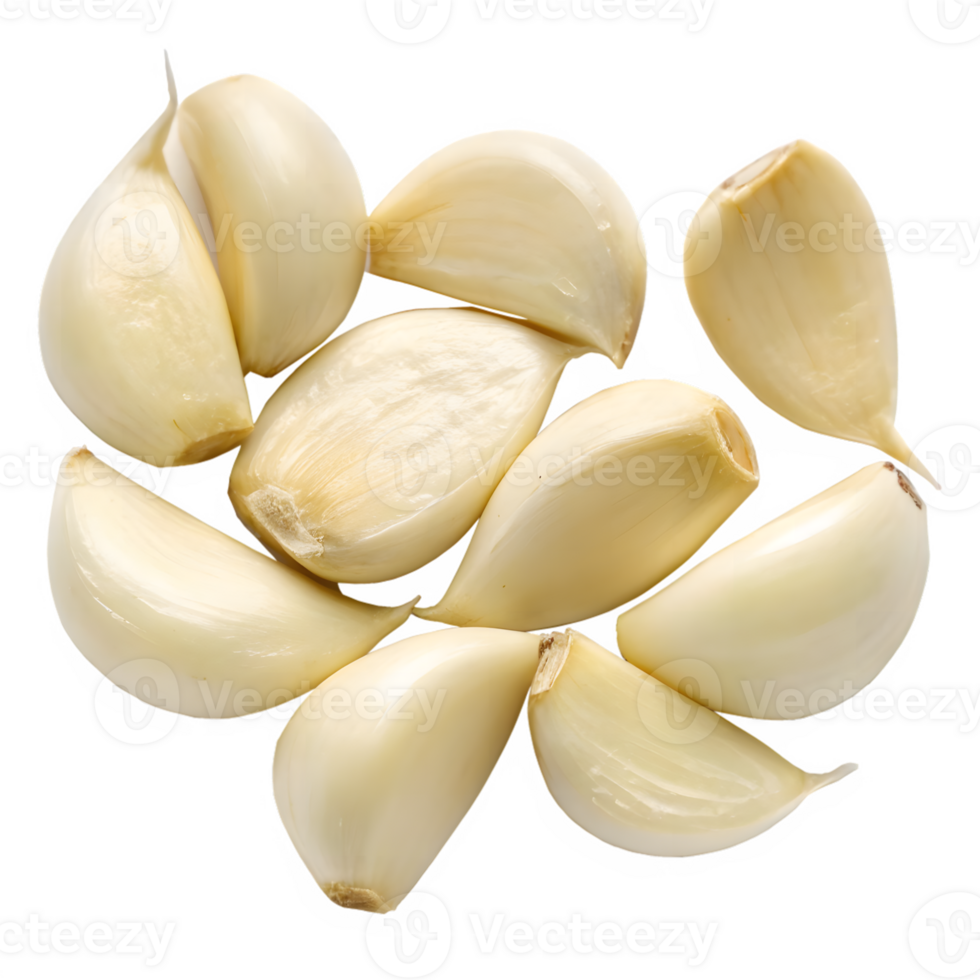 A pile of peeled garlic cloves isolated on transparent background png