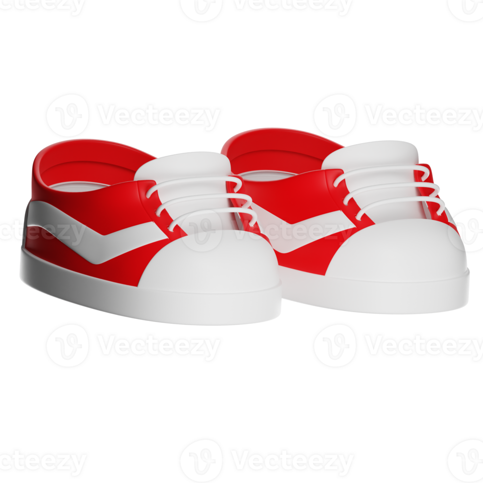 Pair of red and white sneakers isolated on transparent background png