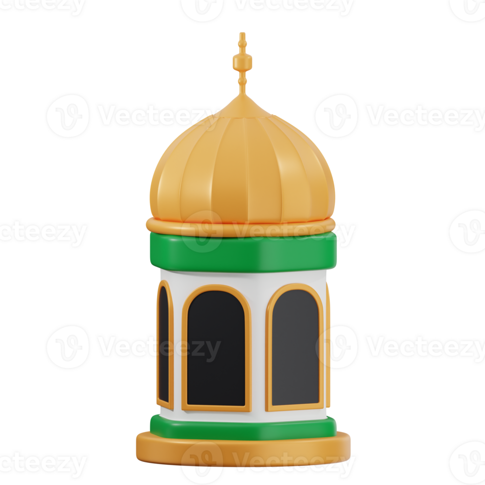 3d rendering of islamic mosque building with golden dome png
