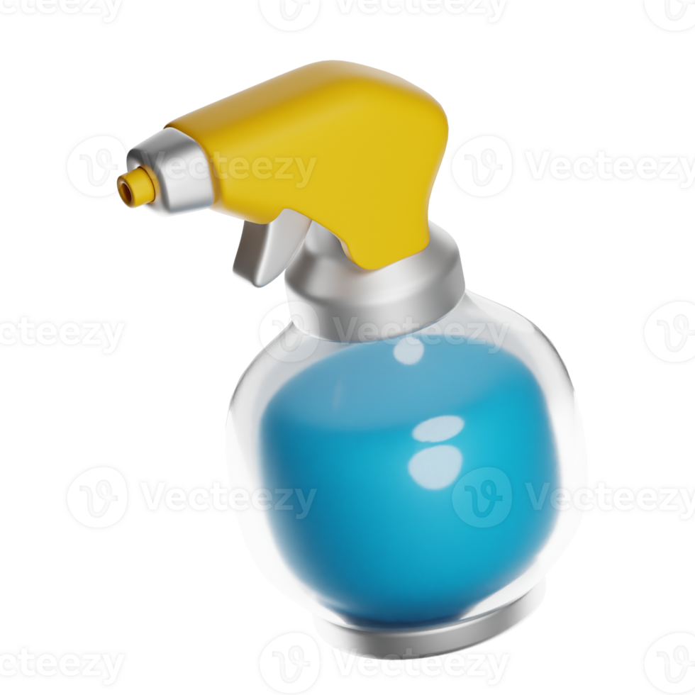 Transparent background spray bottle with blue liquid png