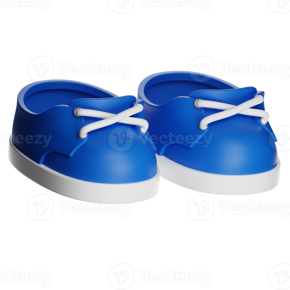 Pair of cute blue baby shoes with white laces on transparent background png