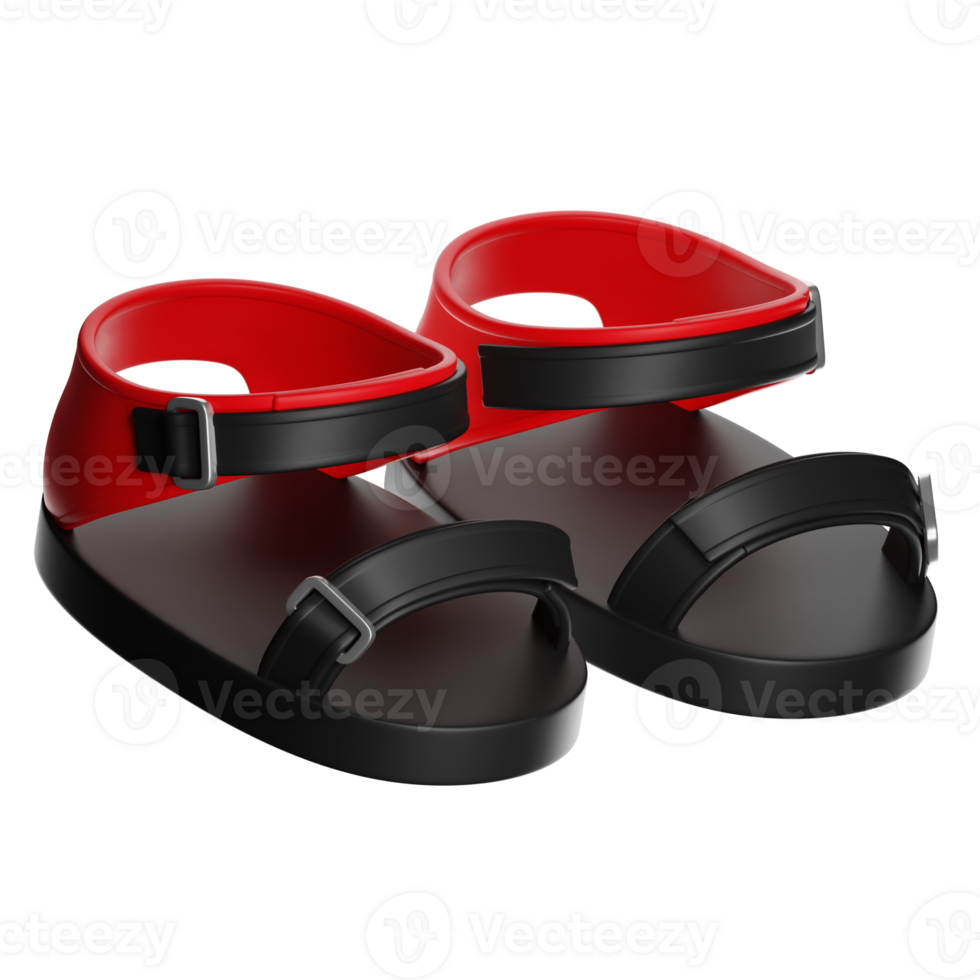 Red and black sandals isolated on transparent background png