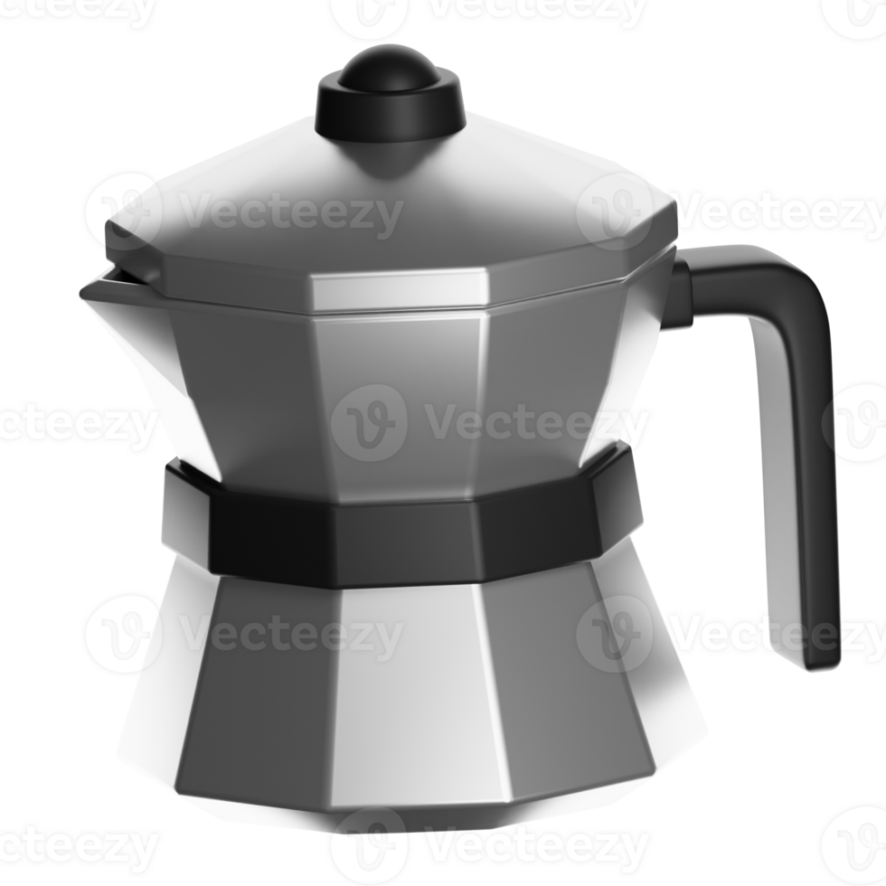 Italian coffee maker brewing fresh coffee on transparent background png