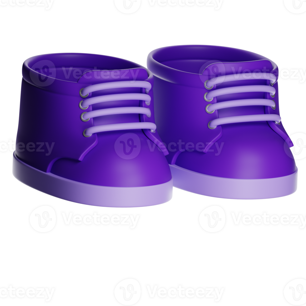 Pair of purple baby shoes with laces on transparent background png