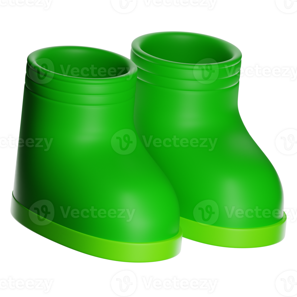 Pair of green rubber boots isolated on transparent background png